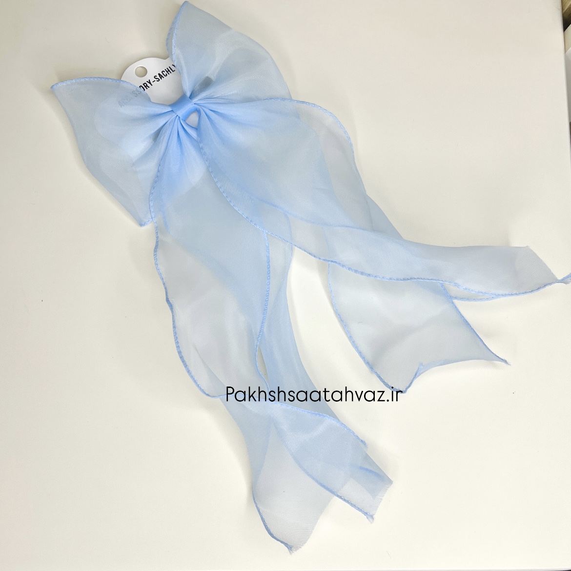 گیره مو پاپیون رنگ آبی نمای ۲
