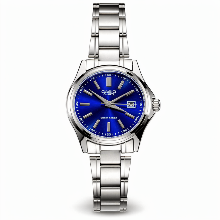 ساعت زنانه کاسیو نقره ای صفحه ابی مدلcasio-LB