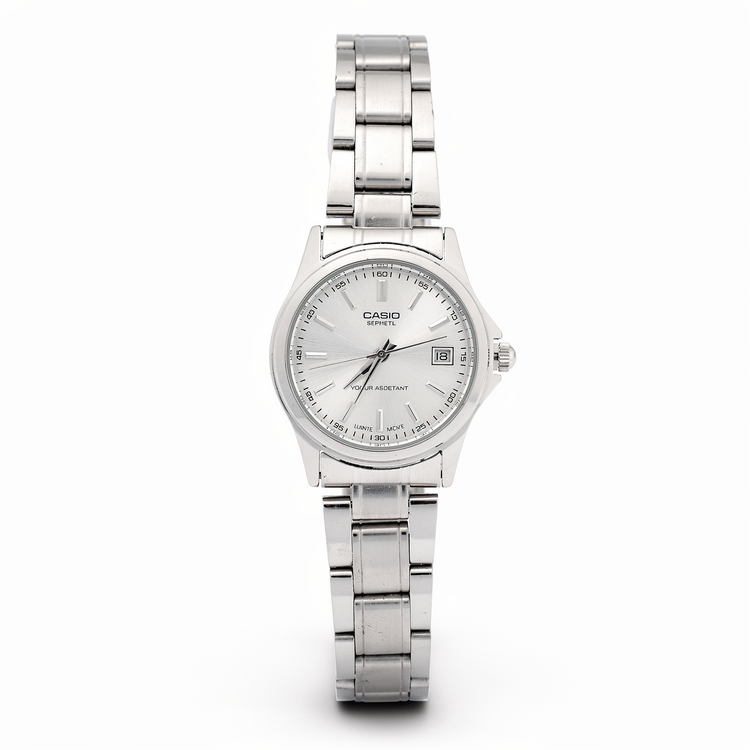 ساعت زنانه کاسیو نقره ای صفحه صورتی مدل casio-LS