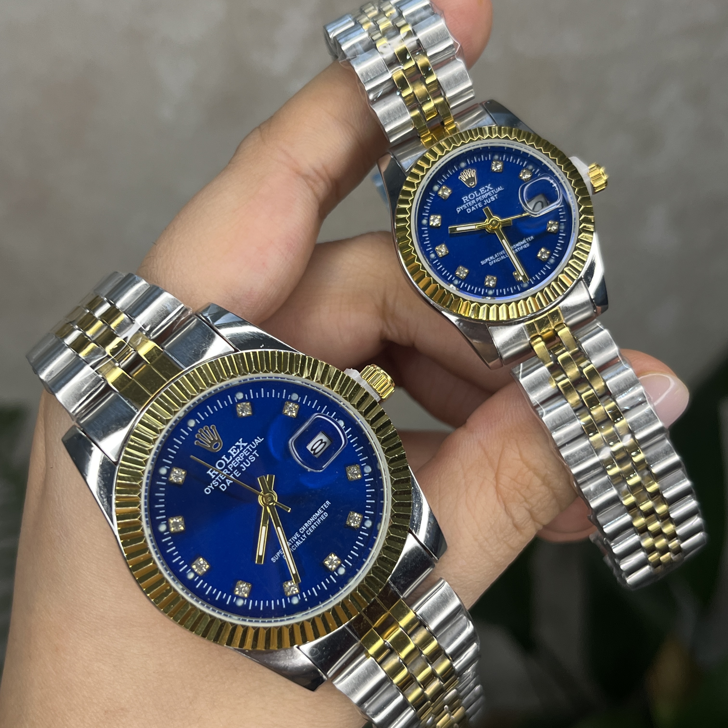 ست ساعت رولکس دورنگ صفحه آبی