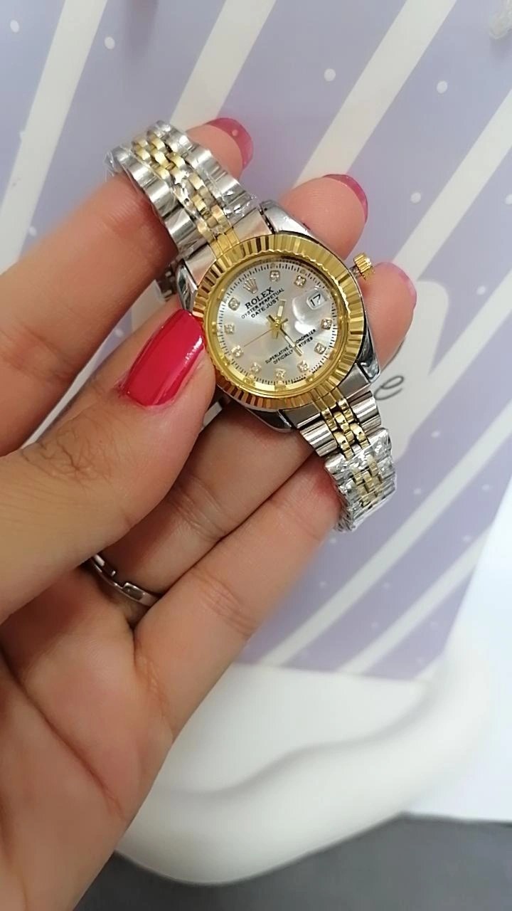 ساعت مچی زنانه رولکس ضدآب دو رنگ